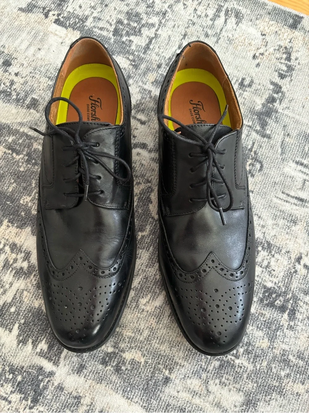 Florsheim Black Leather Brogue Wingtip Derbys